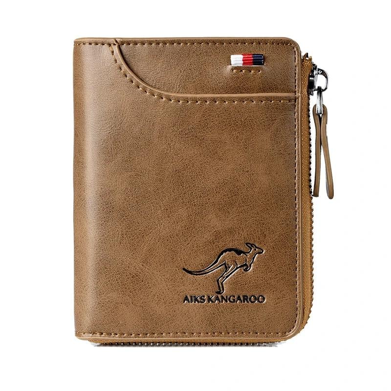 (π2025 New Year Hot Saleπ)Men Wallet Zipper Genuine Leather Purse ( RFID PROTECTED )