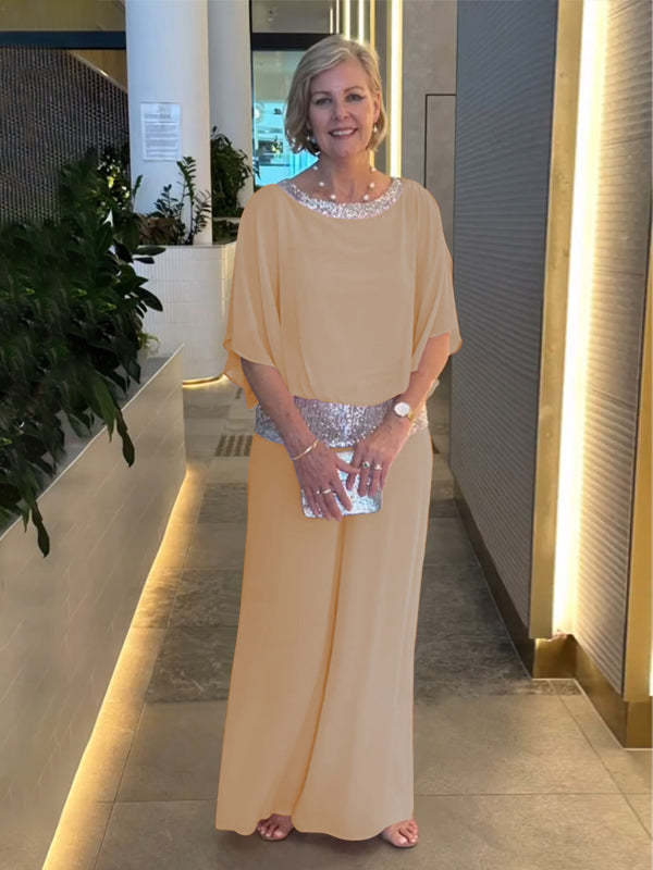 Elegant Color block Sequin Two-Piece Set