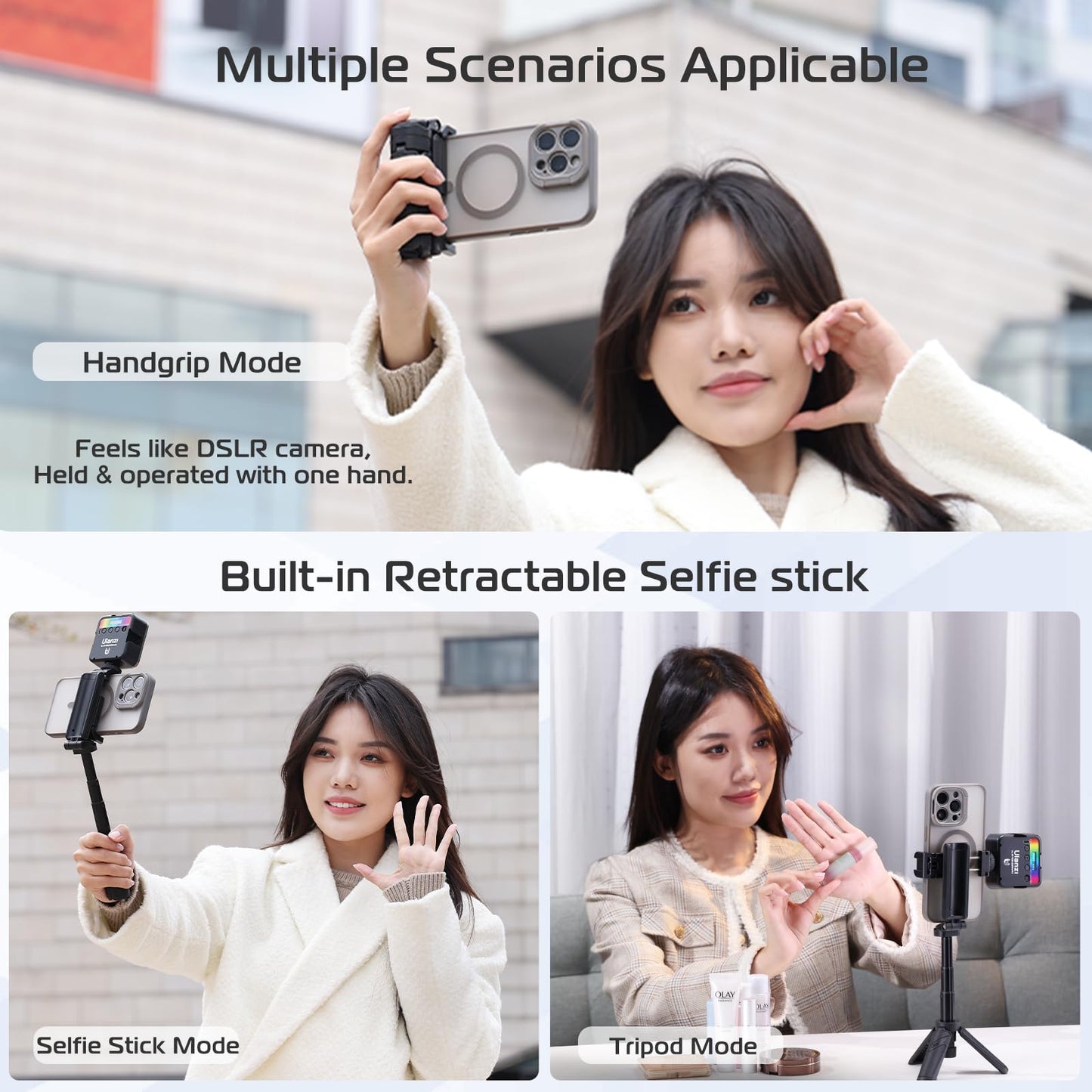 Extendable Grip Phone Tripod with Detachable Remote (Pocket Size)
