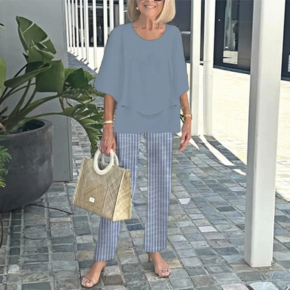 LAST DAY SALE - 49% OFF Women's Printed Pants and Crew Neck Top Set