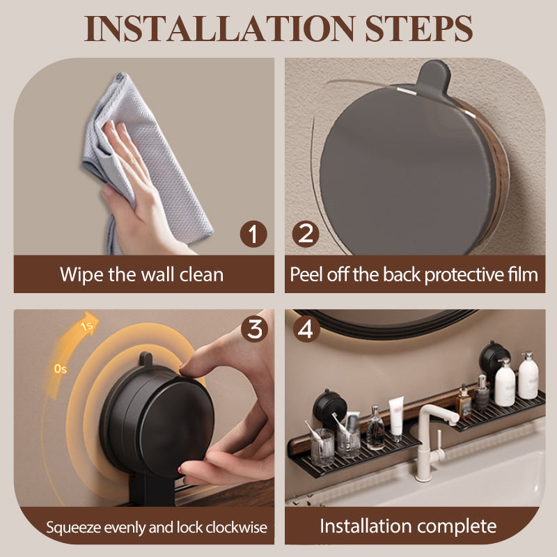 Time-limited Special 50% OFF Walnut Suction Cup Bathroom Shelf