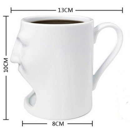 Face Design Ceramic Mug with Biscuit Pocket Holder